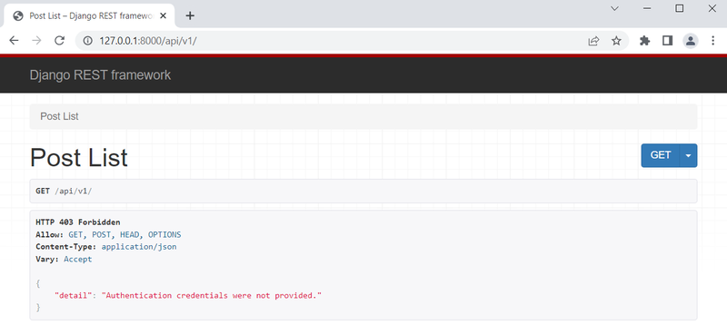 Django Blog API 403 Error