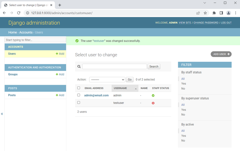 Django Blog API Users list