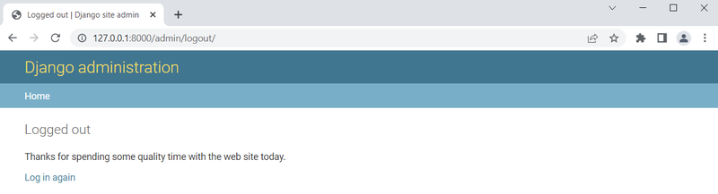 Django Blog API Admin logout page