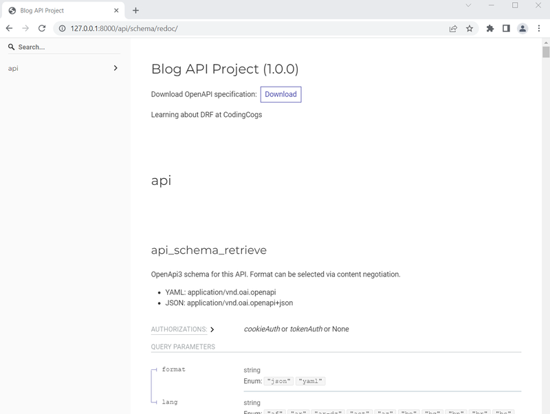 Django Blog API Documenting by Redoc