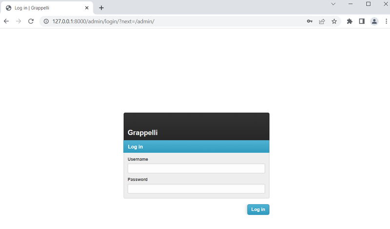 Grappelli admin login page