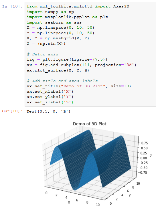 ex69.3D plot of demo data using matplotlib